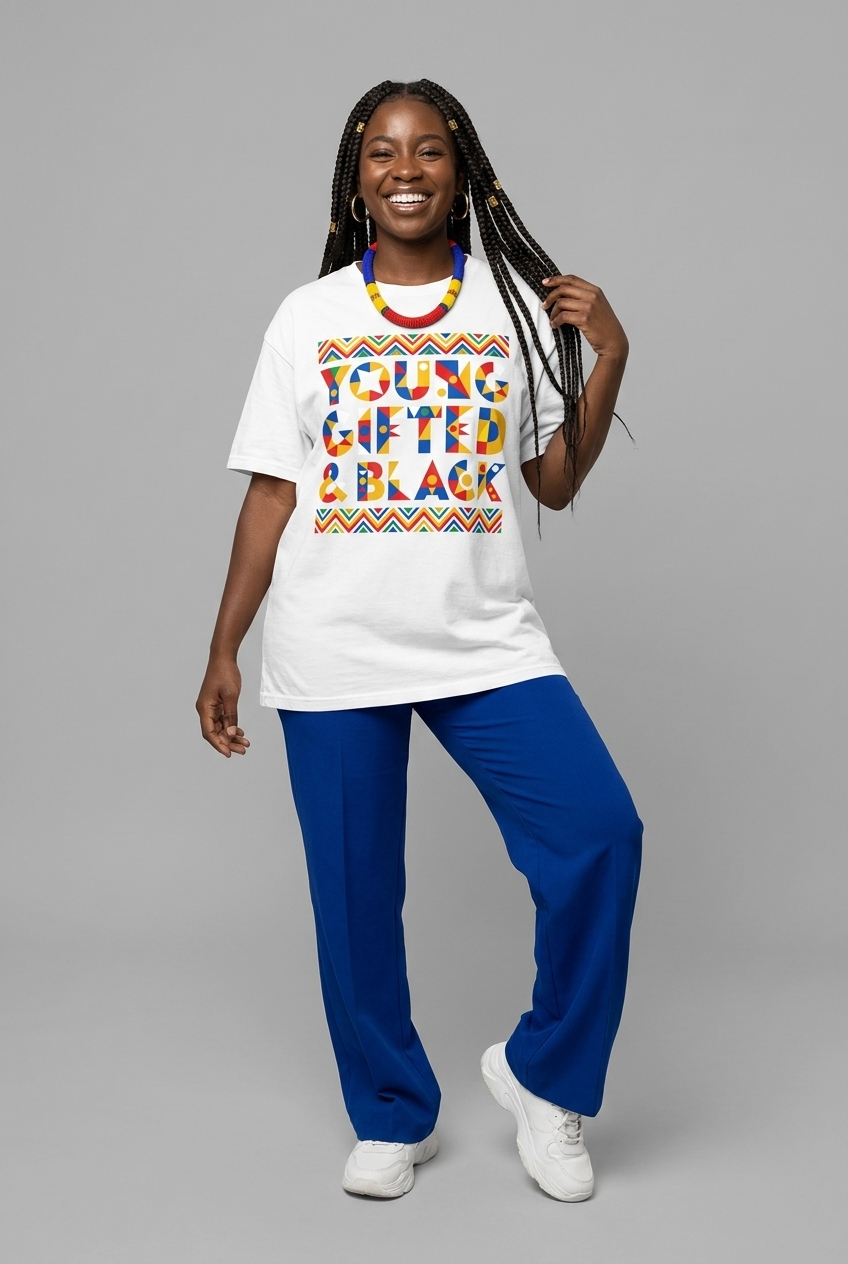 Black Excellence Apparel: Young Gifted and Black Tribal Graphic T-Shirt - RootednLoud