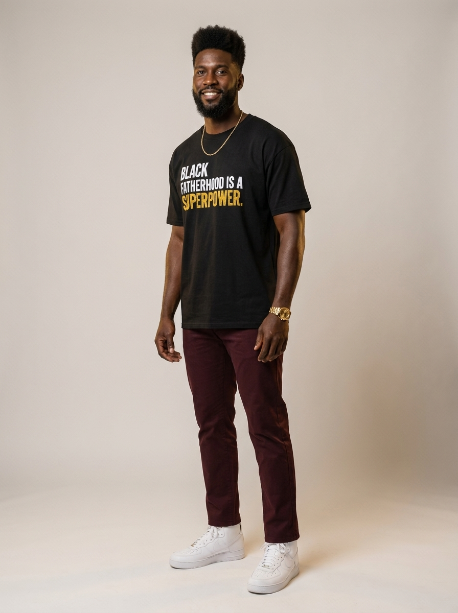 Black Fatherhood Is A Superpower: Proud Black Dad Graphic T-Shirt - RootednLoud