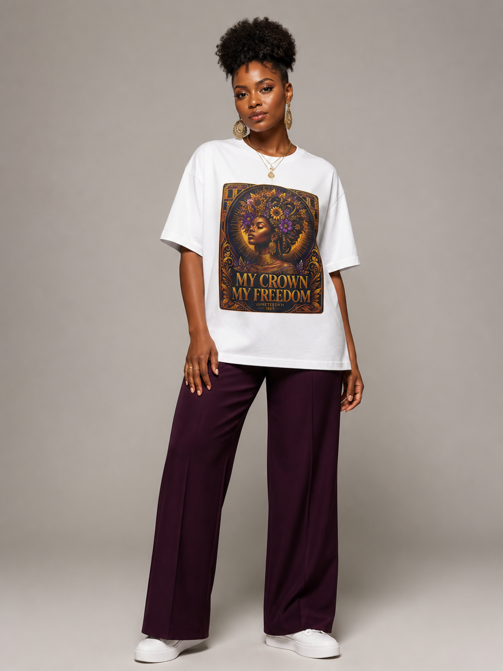 My Crown My Freedom: Juneteenth Melanin Queen Graphic T-Shirt - RootednLoud