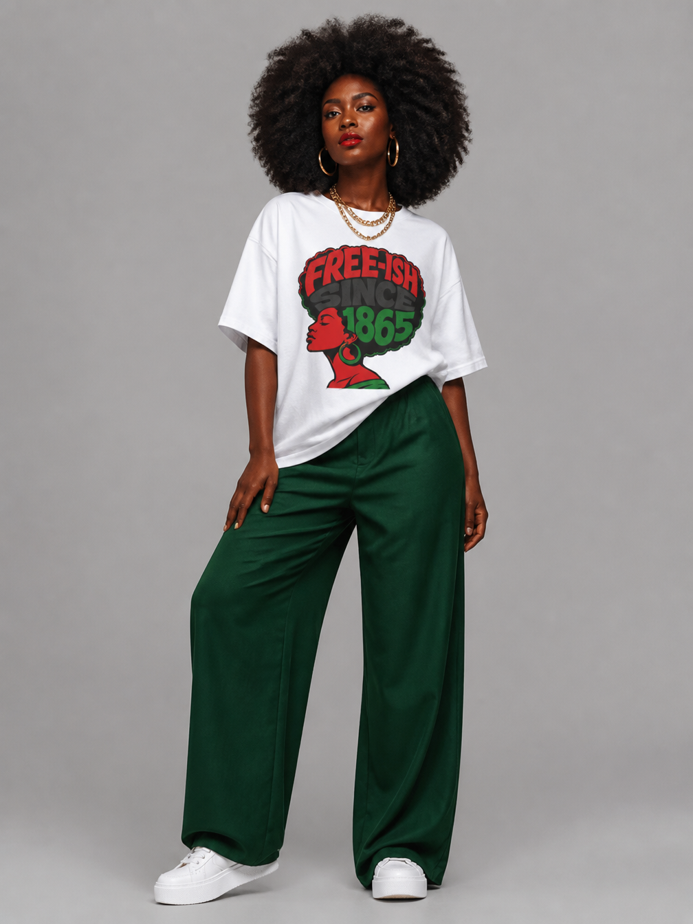 Free-ish Since 1865: Juneteenth Afro Silhouette Graphic T-Shirt - RootednLoud