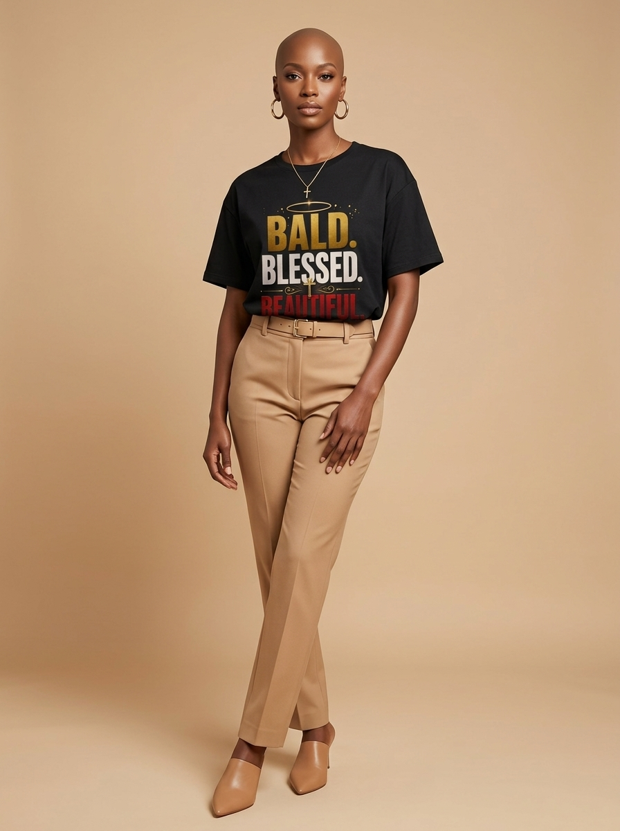 Bald Blessed Beautiful: Christian Faith Graphic T-Shirt - RootednLoud