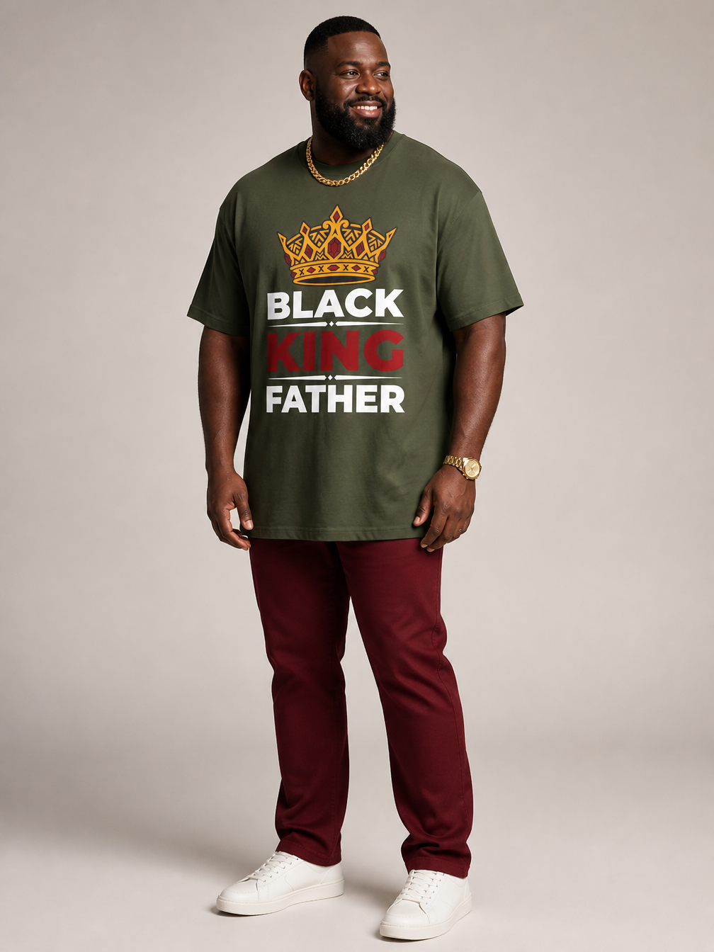 Black King Father Crown: Proud Dad Empowerment Graphic T-Shirt - RootednLoud
