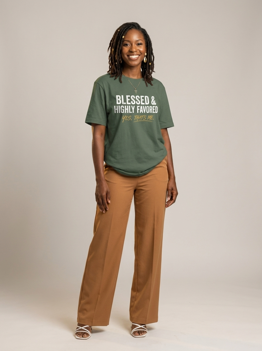 Blessed & Highly Favored: Christian Black Excellence Graphic T-Shirt - RootednLoud