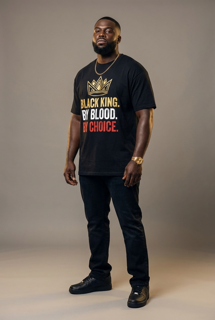 Black King By Blood By Choice: Royal Crown Empowerment Graphic T-Shirt - RootednLoud