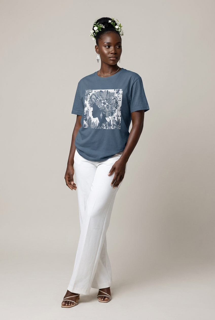 Black Queen: Artistic Silhouette Floral Graphic T-Shirt - RootednLoud