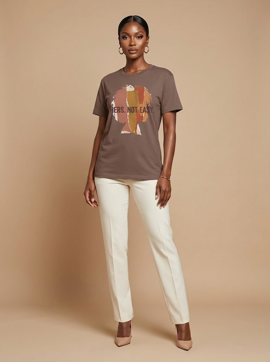 Hers Not Easy: Abstract Torn Paper Afro Silhouette Graphic T-Shirt - RootednLoud