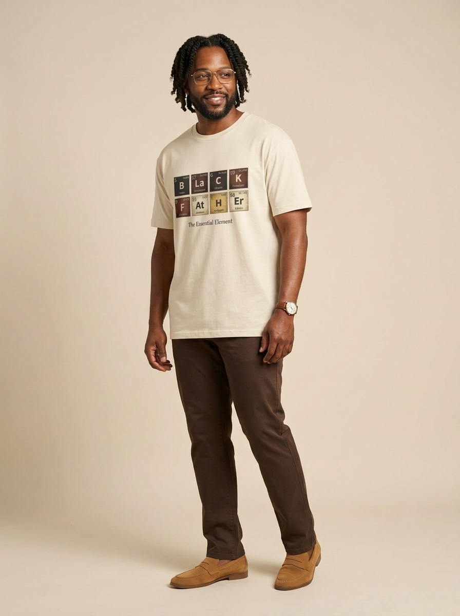 Black Father: The Essential Element Periodic Table Graphic T-Shirt - RootednLoud