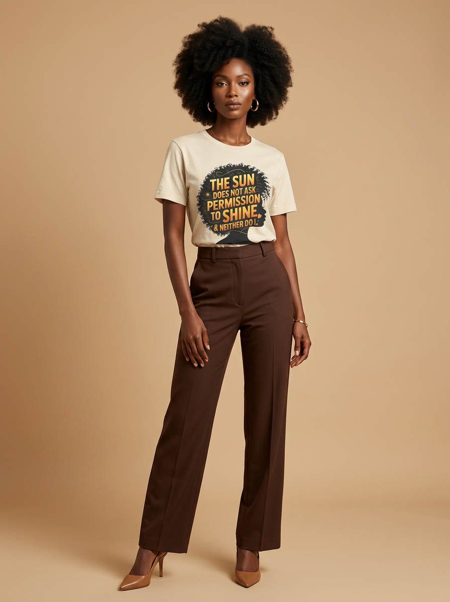 The Sun Does Not Ask Permission To Shine T-Shirt: Radiant Afro Graphic T-Shirt - RootednLoud