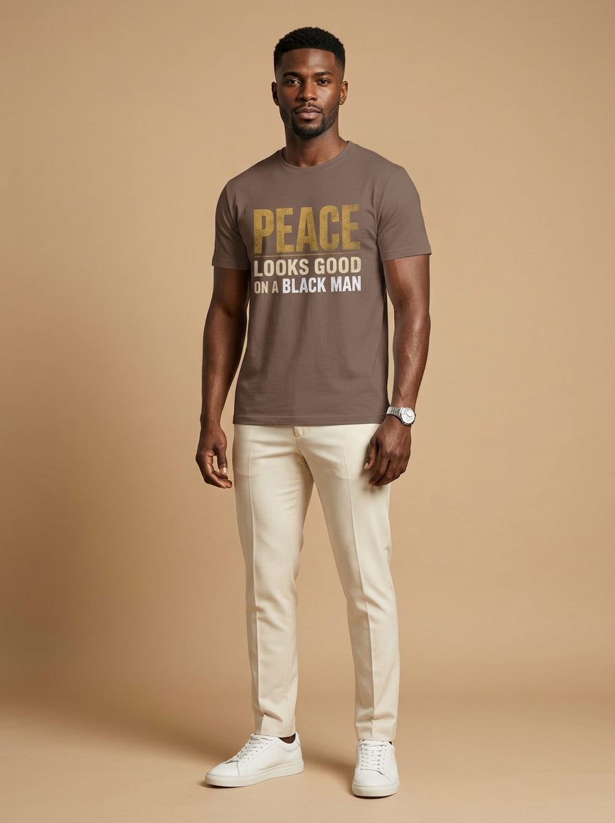 Peace Looks Good On A Black Man: Mental Health Awareness Graphic T-Shirt - RootednLoud