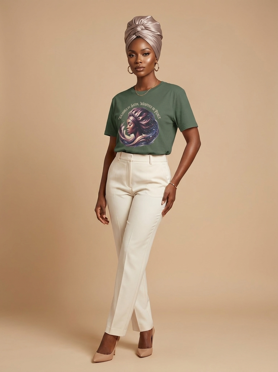 Wrapped In Satin Wrapped In Peace: Soft Life Empowerment Graphic T-Shirt - RootednLoud