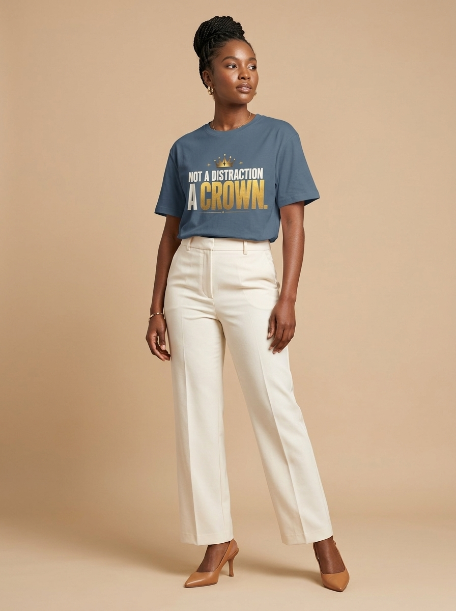 Not A Distraction A Crown: Natural Hair Empowerment Graphic T-Shirt - RootednLoud