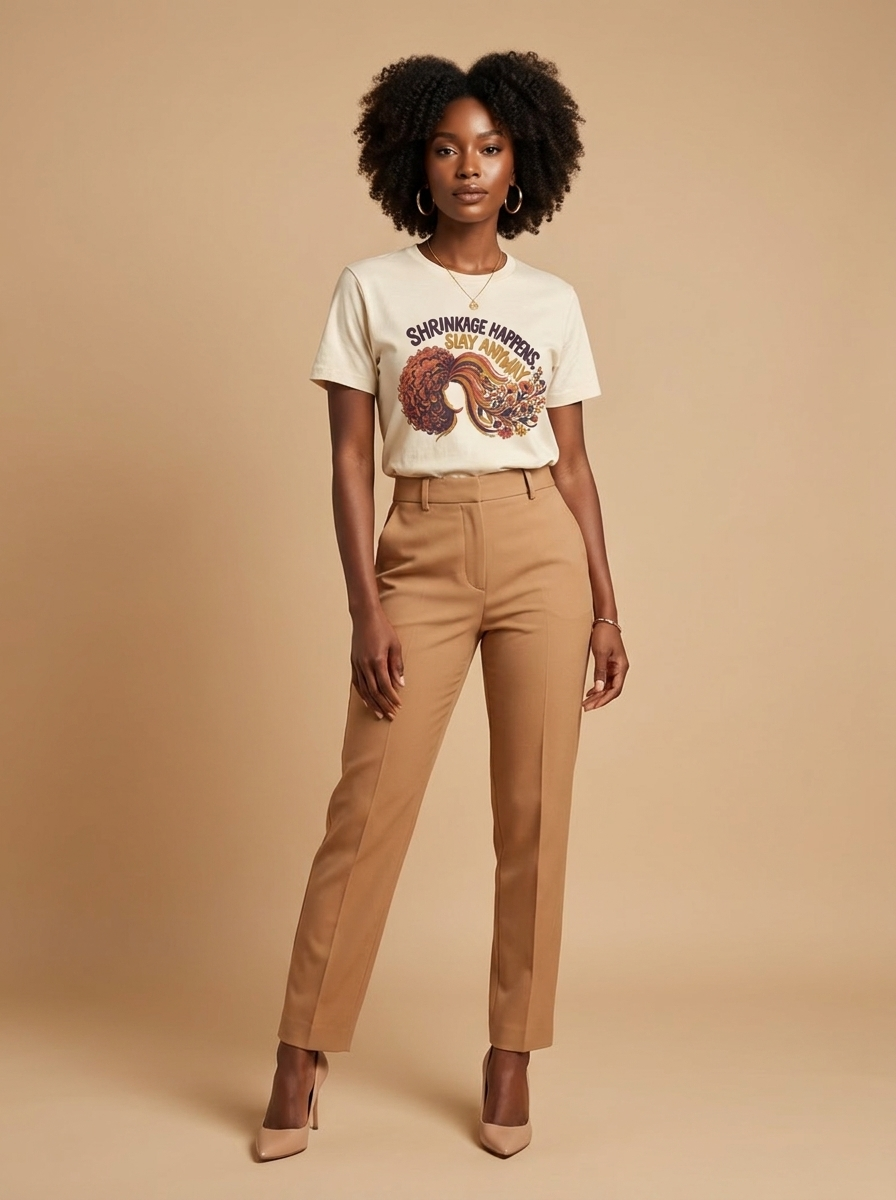 Shrinkage Happens Slay Anyway: Natural Hair Empowerment Graphic T-Shirt - RootednLoud