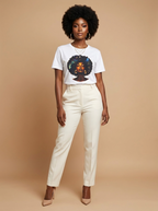 Cosmic Afro Black Girl Magic: Celestial Melanin Queen Graphic T-Shirt - RootednLoud