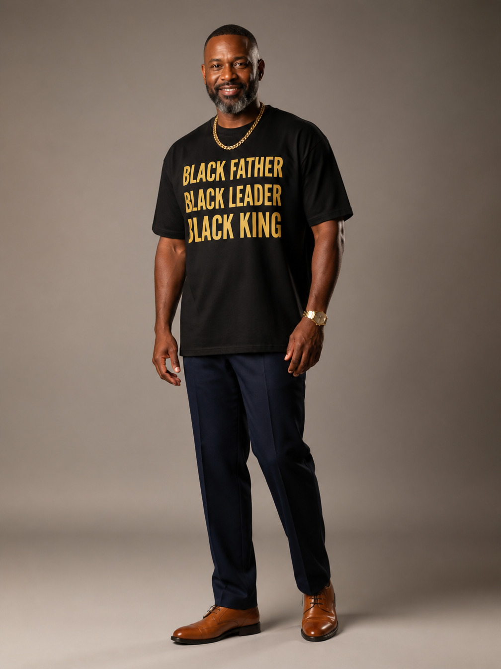 Black Father Black Leader Black King: Proud Dad Graphic T-Shirt - RootednLoud