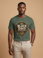 Black Dad Protector Provider: Regal Crest Fatherhood Graphic T-Shirt - RootednLoud