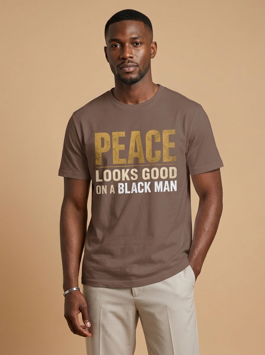 Peace Looks Good On A Black Man: Mental Health Awareness Graphic T-Shirt - RootednLoud