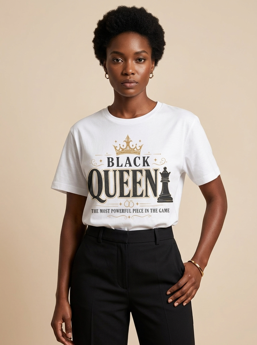 Black Queen The Most Powerful Piece: Chess Empowerment Graphic T-Shirt - RootednLoud
