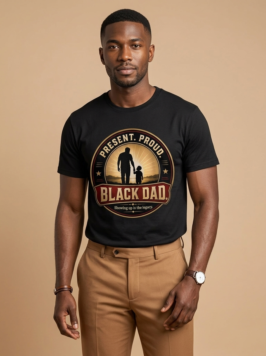 Present Proud Black Dad: Father and Son Legacy Graphic T-Shirt - RootednLoud
