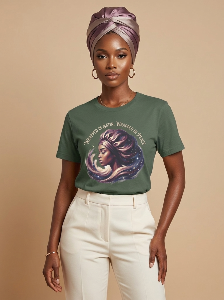 Wrapped In Satin Wrapped In Peace: Soft Life Empowerment Graphic T-Shirt - RootednLoud