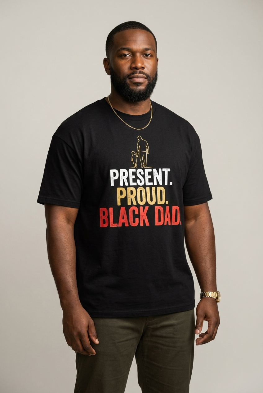 Present Proud Black Dad: The Active Father Graphic T-Shirt - RootednLoud