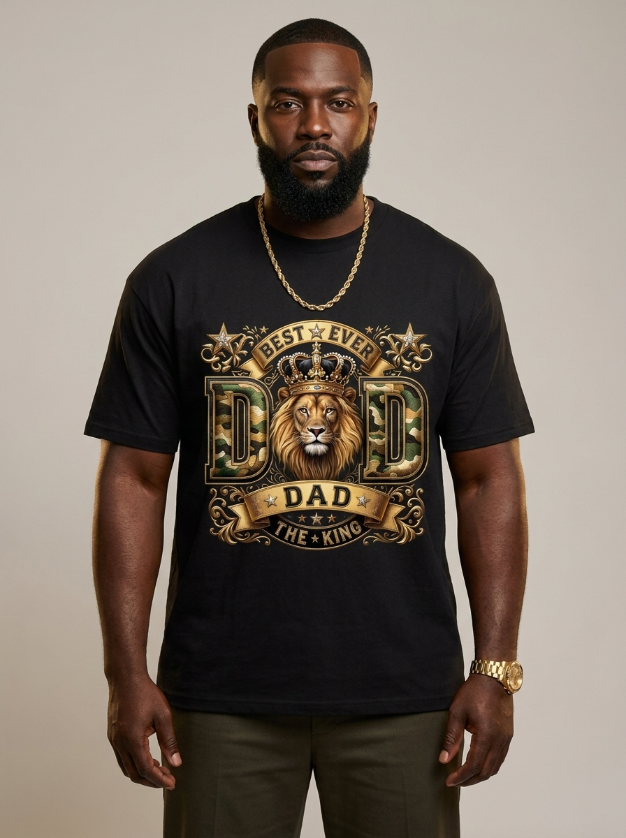 Best Ever Black Dad: Lion King Crown Graphic T-Shirt - RootednLoud