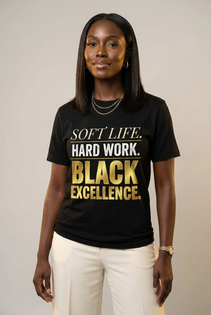 Soft Life Hard Work Black Excellence Graphic T-Shirt - RootednLoud