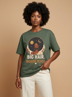 Big Hair Bigger Peace: Celestial Afro Graphic T-Shirt - RootednLoud
