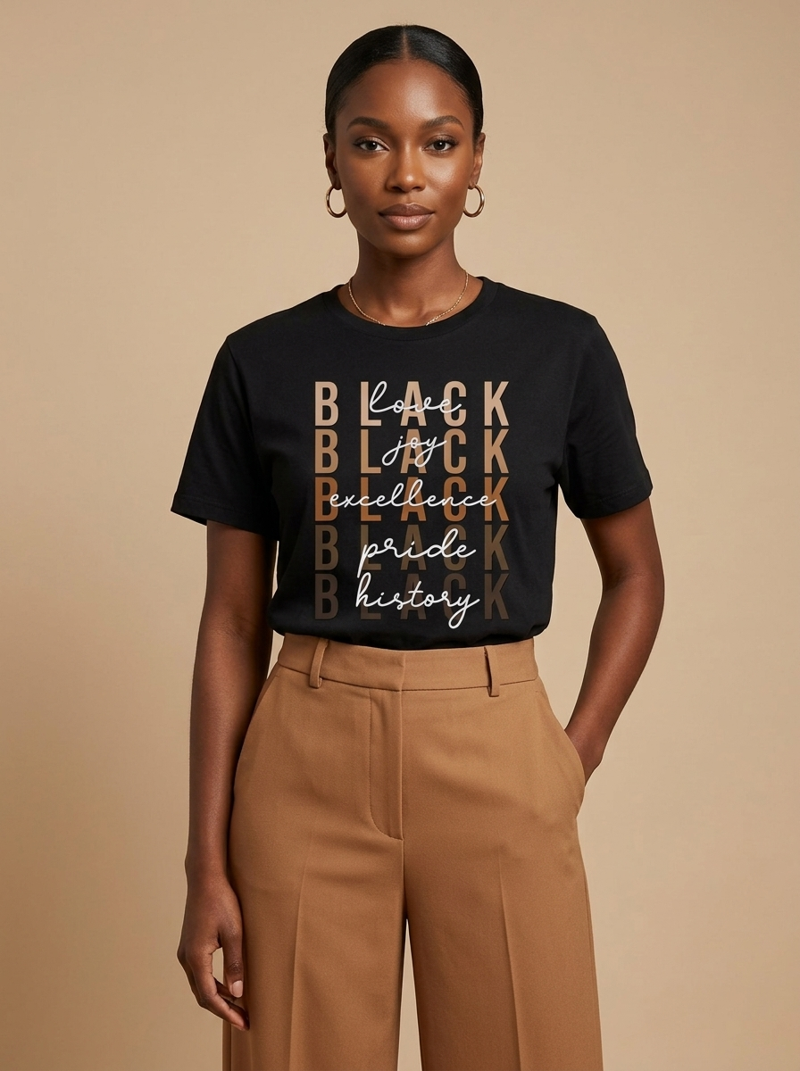 Black Love Joy Excellence Pride History: Melanin Shades Graphic T-Shirt - RootednLoud