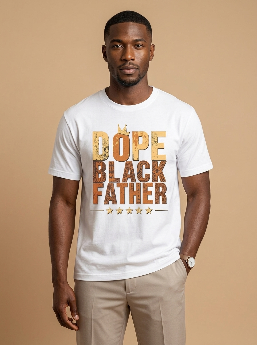 Dope Black Father: Tribal Pattern Empowerment Graphic T-Shirt - RootednLoud