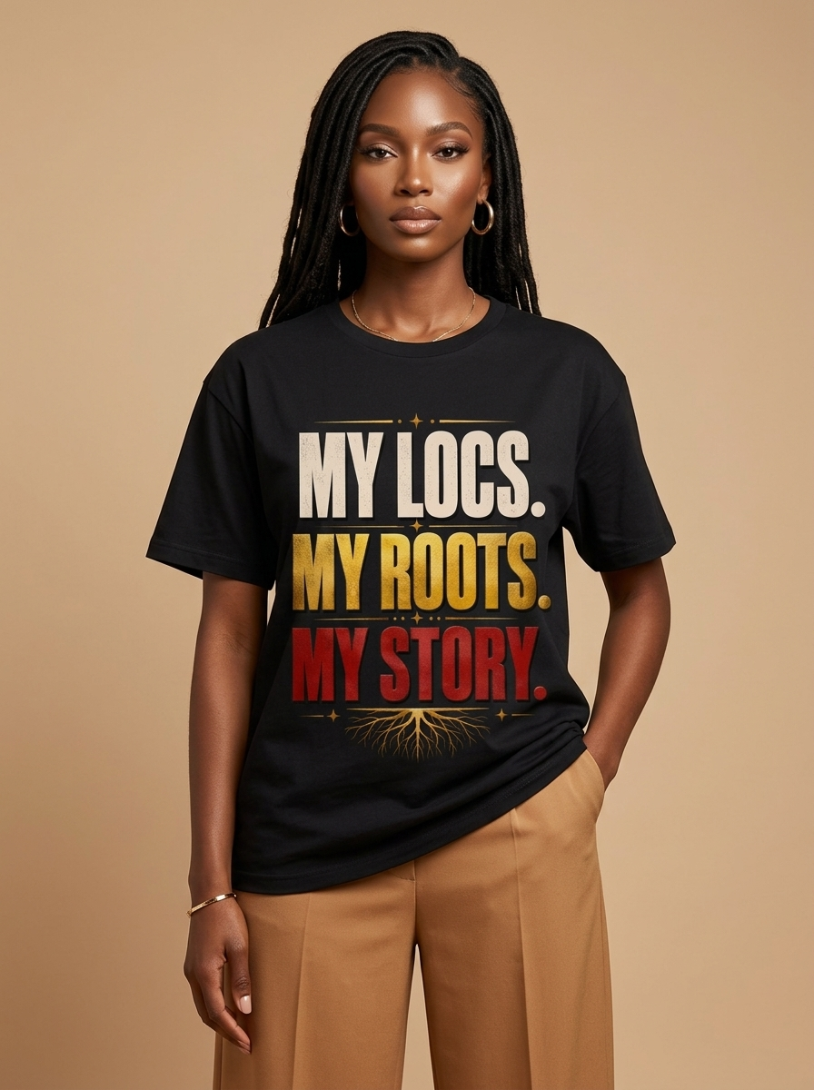 My Locs My Roots My Story: Natural Hair Empowerment Graphic T-Shirt - RootednLoud