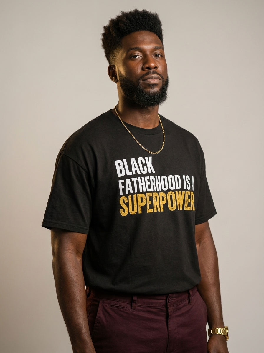 Black Fatherhood Is A Superpower: Proud Black Dad Graphic T-Shirt - RootednLoud