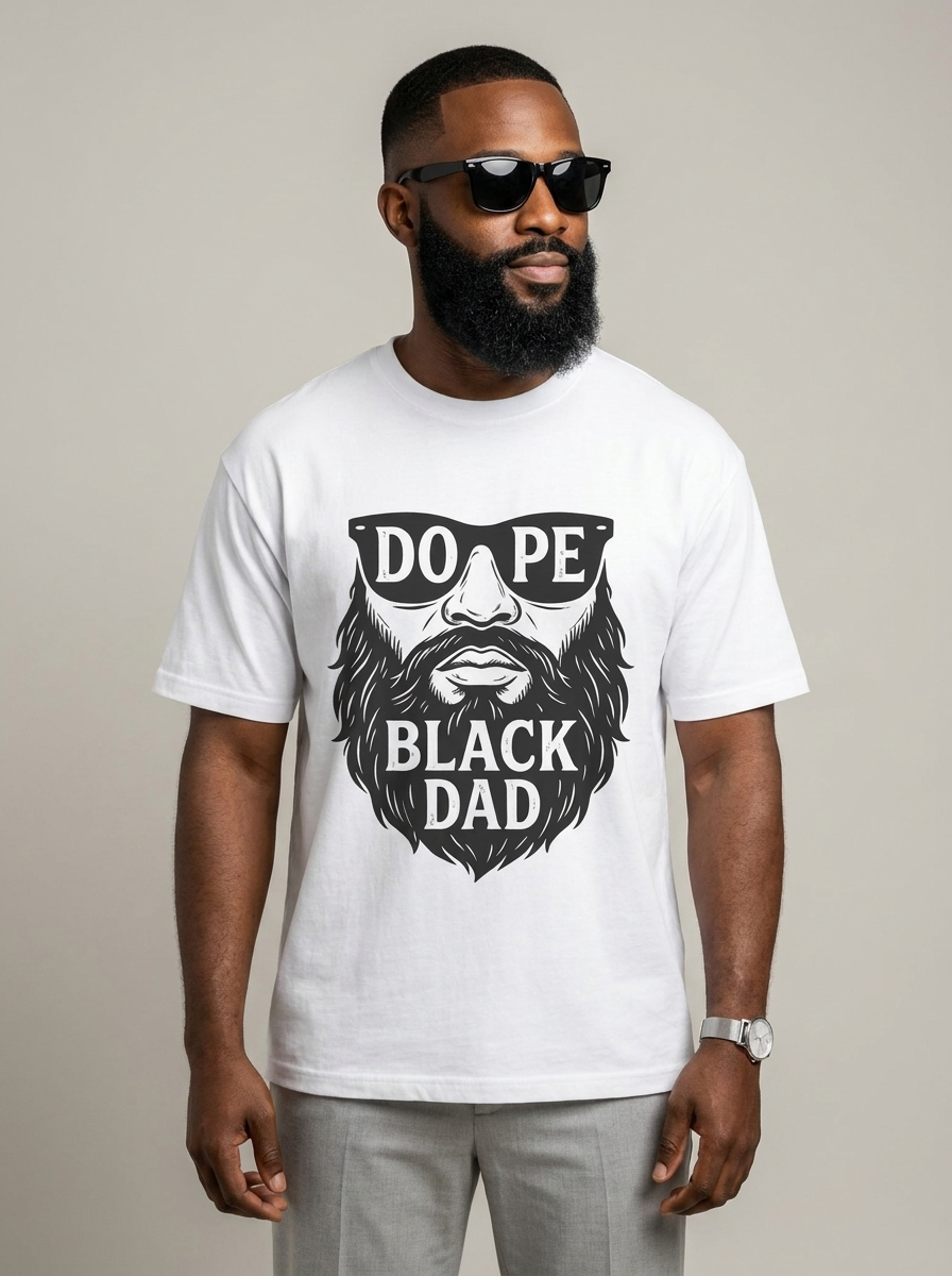 Dope Black Dad: The Bearded King Graphic T-Shirt - RootednLoud