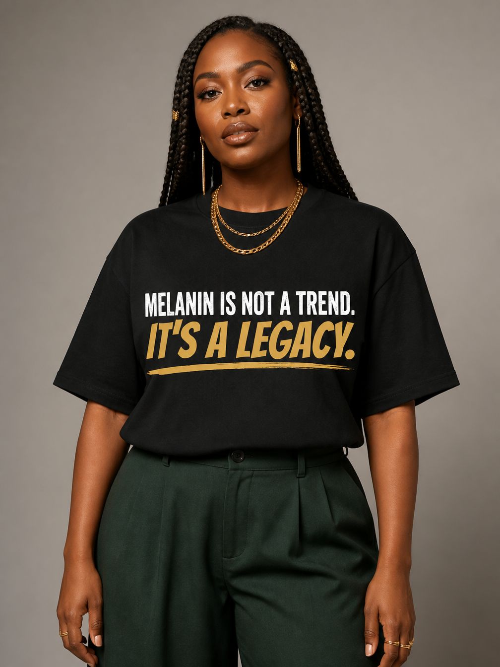 Melanin Is Not A Trend It's A Legacy: Black Pride Empowerment Graphic T-Shirt - RootednLoud