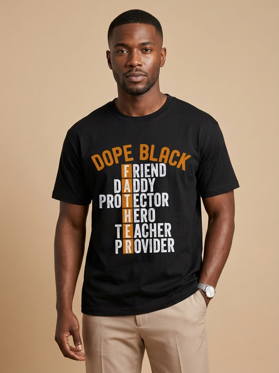 Dope Black Father Acrostic: Hero Protector Provider Graphic T-Shirt - RootednLoud