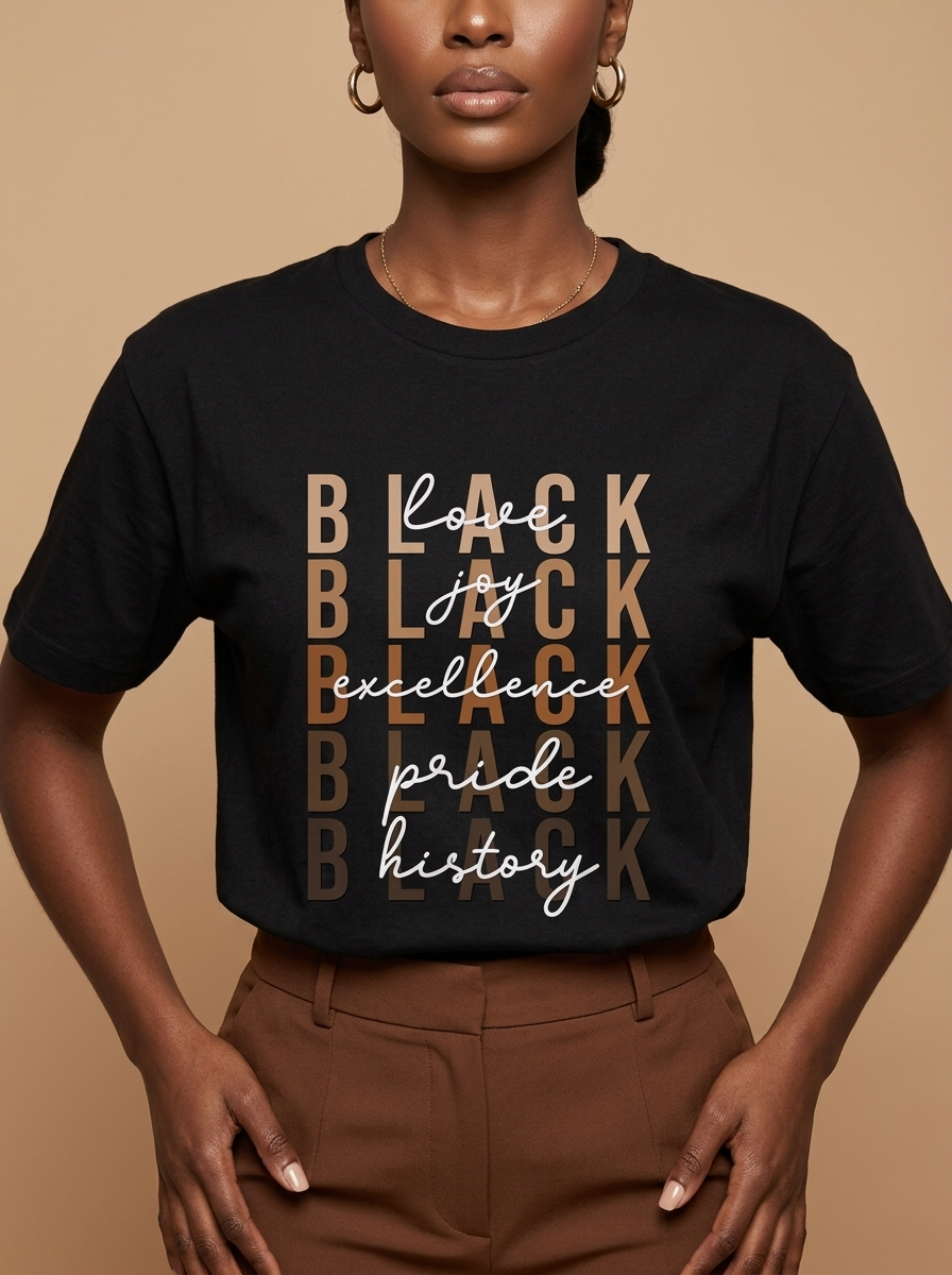 Black Love Joy Excellence Pride History: Melanin Shades Graphic T-Shirt - RootednLoud