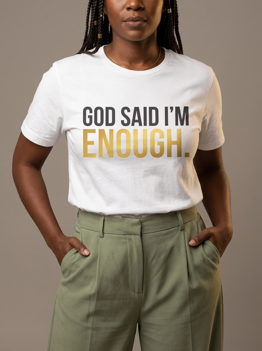 God Said I'm Enough T-Shirt: Christian Faith Empowerment Graphic T-Shirt - RootednLoud