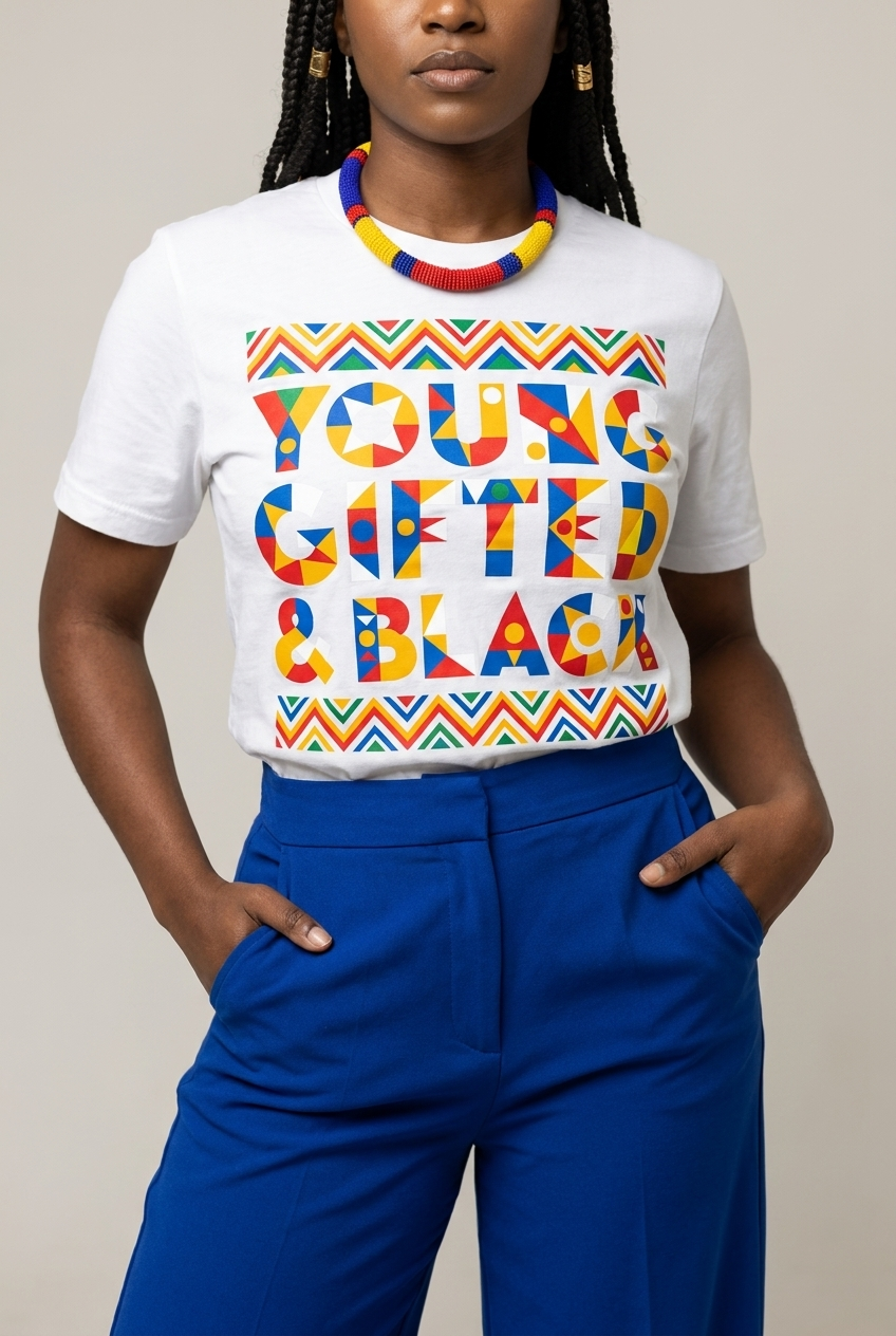Black Excellence Apparel: Young Gifted and Black Tribal Graphic T-Shirt - RootednLoud