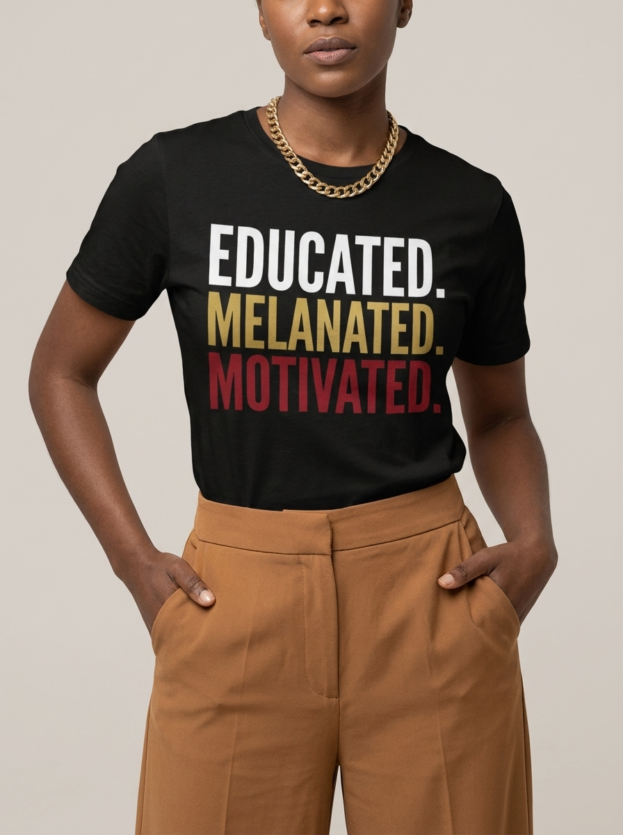 Educated Melanated Motivated: Black Excellence Graphic T-Shirt - RootednLoud