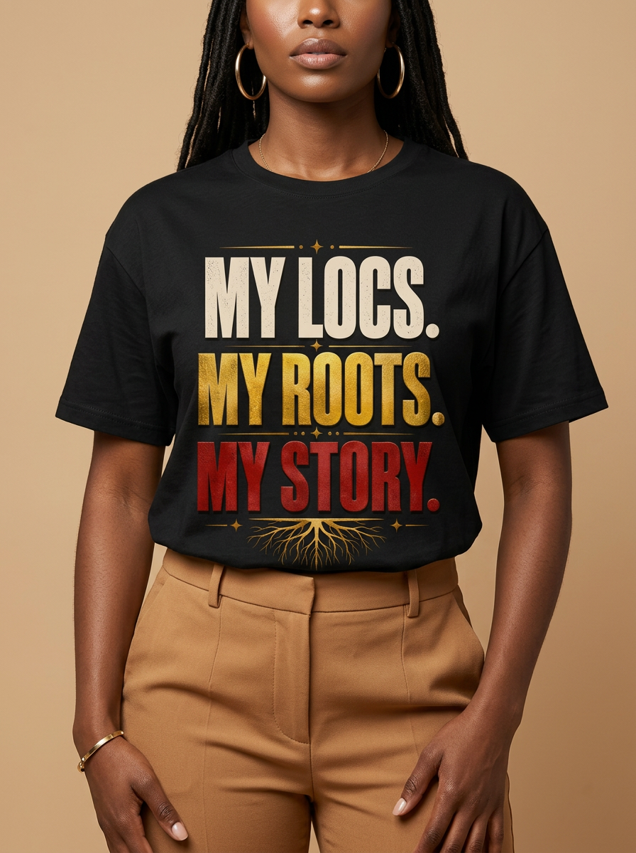 My Locs My Roots My Story: Natural Hair Empowerment Graphic T-Shirt - RootednLoud