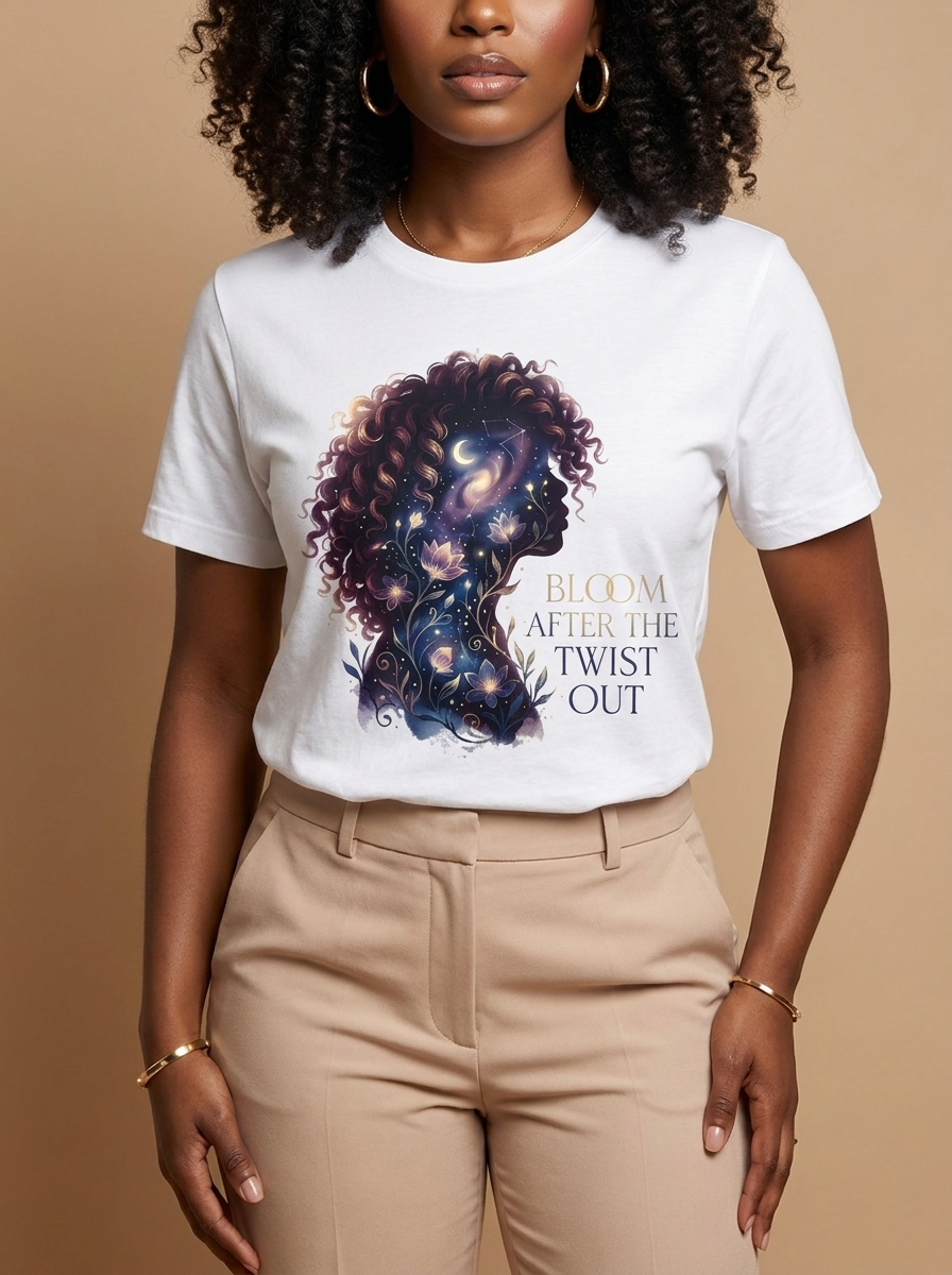 Bloom After The Twist Out: Natural Hair Galaxy Graphic T-Shirt - RootednLoud