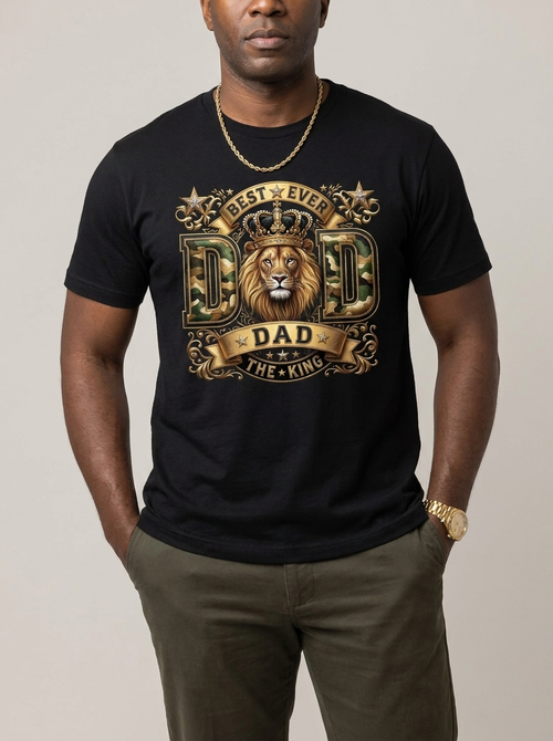Best Ever Black Dad: Lion King Crown Graphic T-Shirt - RootednLoud