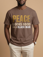 Peace Looks Good On A Black Man: Mental Health Awareness Graphic T-Shirt - RootednLoud