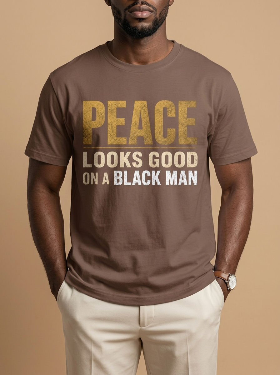 Peace Looks Good On A Black Man: Mental Health Awareness Graphic T-Shirt - RootednLoud