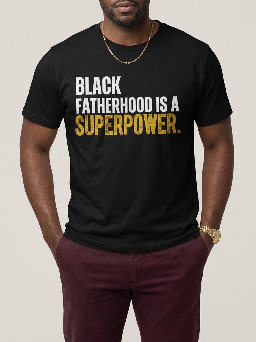 Black Fatherhood Is A Superpower: Proud Black Dad Graphic T-Shirt - RootednLoud