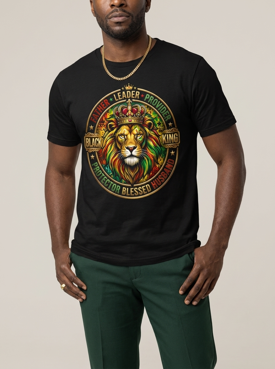 The Royal Patriarch: Proud Black Dad & Husband Graphic T-Shirt - RootednLoud