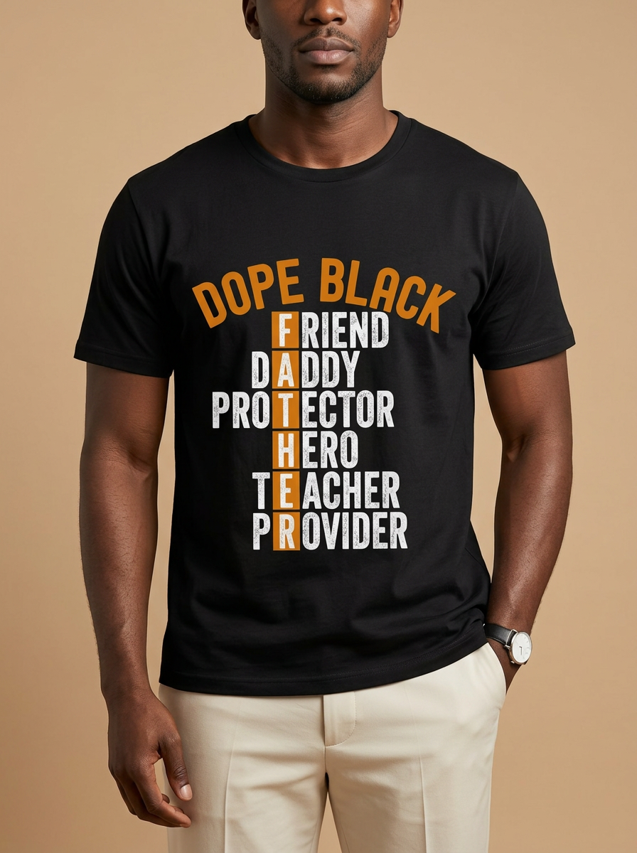 Dope Black Father Acrostic: Hero Protector Provider Graphic T-Shirt - RootednLoud