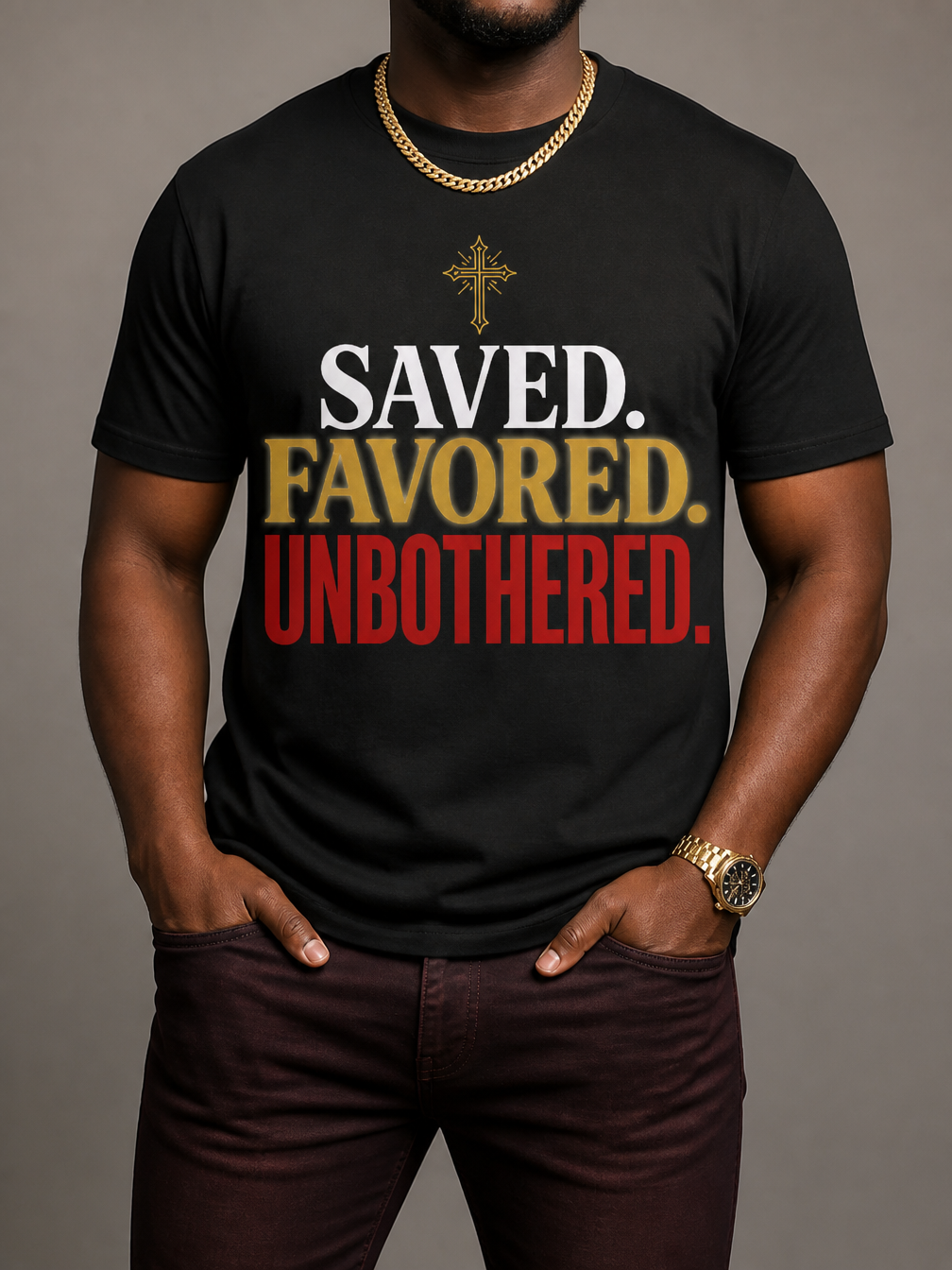 Saved Favored Unbothered T-Shirt: Christian Faith Graphic T-Shirt - RootednLoud