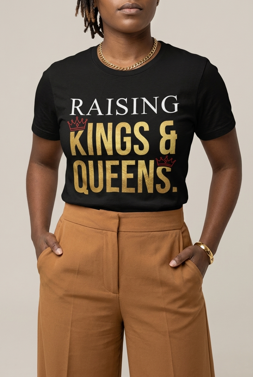 Raising Kings And Queens: Proud Black Parents Graphic T-Shirt - RootednLoud
