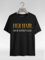 Her Hair Her Heritage: Elegant Gold Typography Empowerment Graphic T-Shirt - RootednLoud