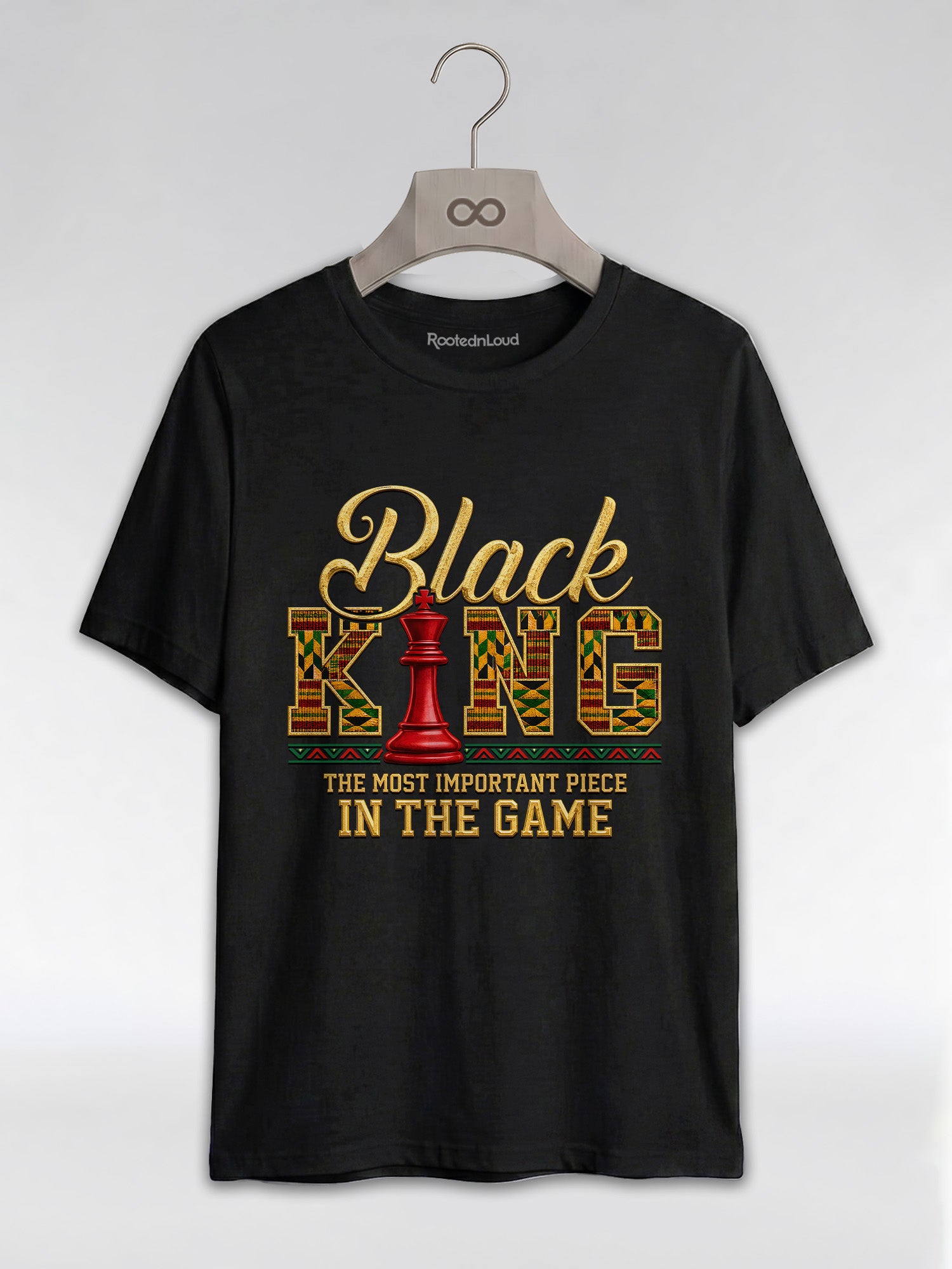 Black King Dad: The Most Important Piece In The Game Graphic T-Shirt - RootednLoud